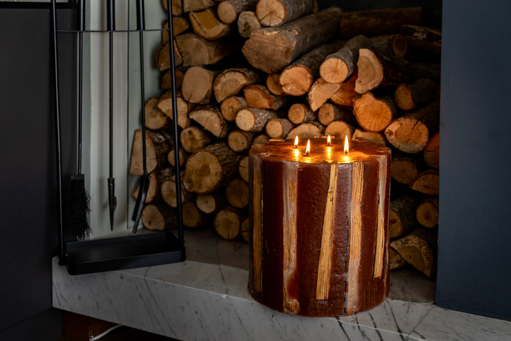 Wooden Fireplace Candle – 30×30 cm