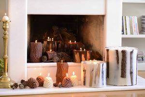 Wooden Fireplace Candle – 15 cm Ø