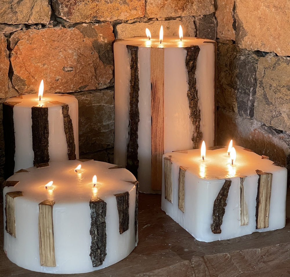 Wooden Fireplace Candle – 22×10 cm