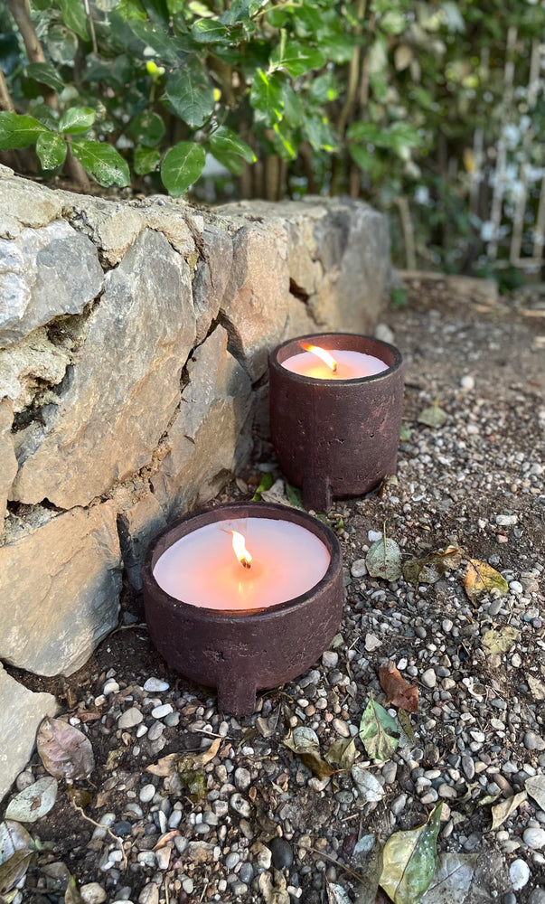 Candle in Concrete Pot