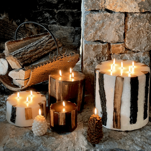 Wooden Fireplace Candle – 22×10 cm